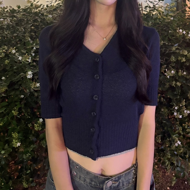 팬던트 은장 부클 가디건 곤색