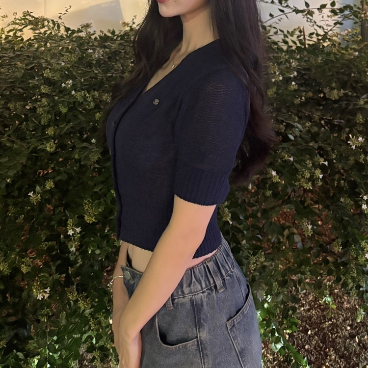 팬던트 은장 부클 가디건 곤색