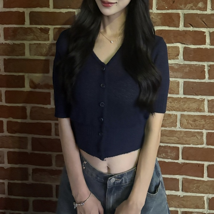 팬던트 은장 부클 가디건 곤색