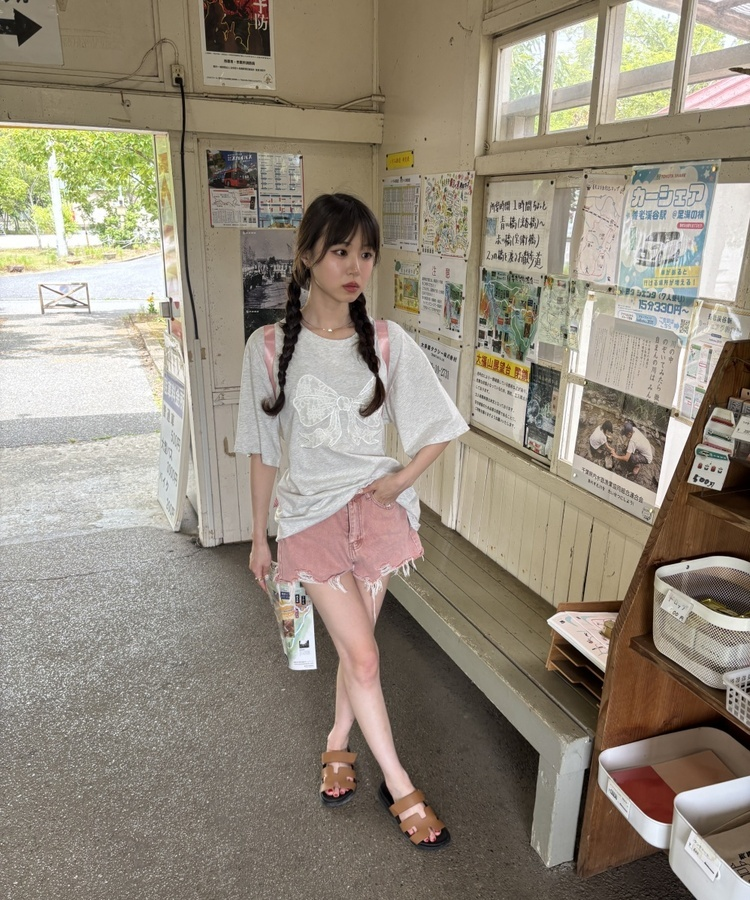 ビンテージピンクデニムショートパンツ｜ショートパンツ｜韓国