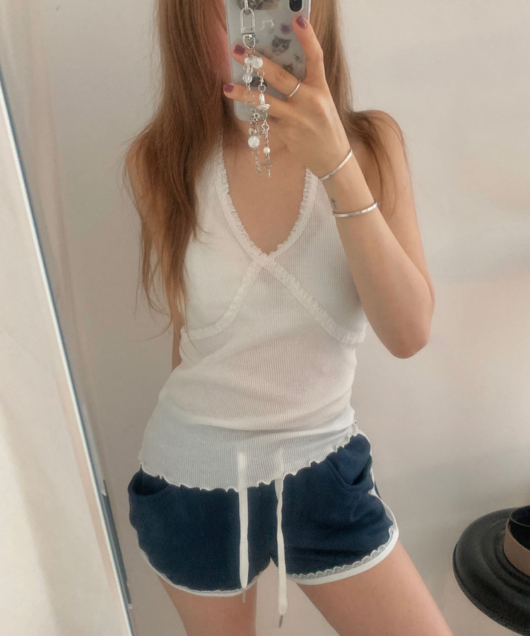 ノースリーブ ホルターレースキャミソール WHITE