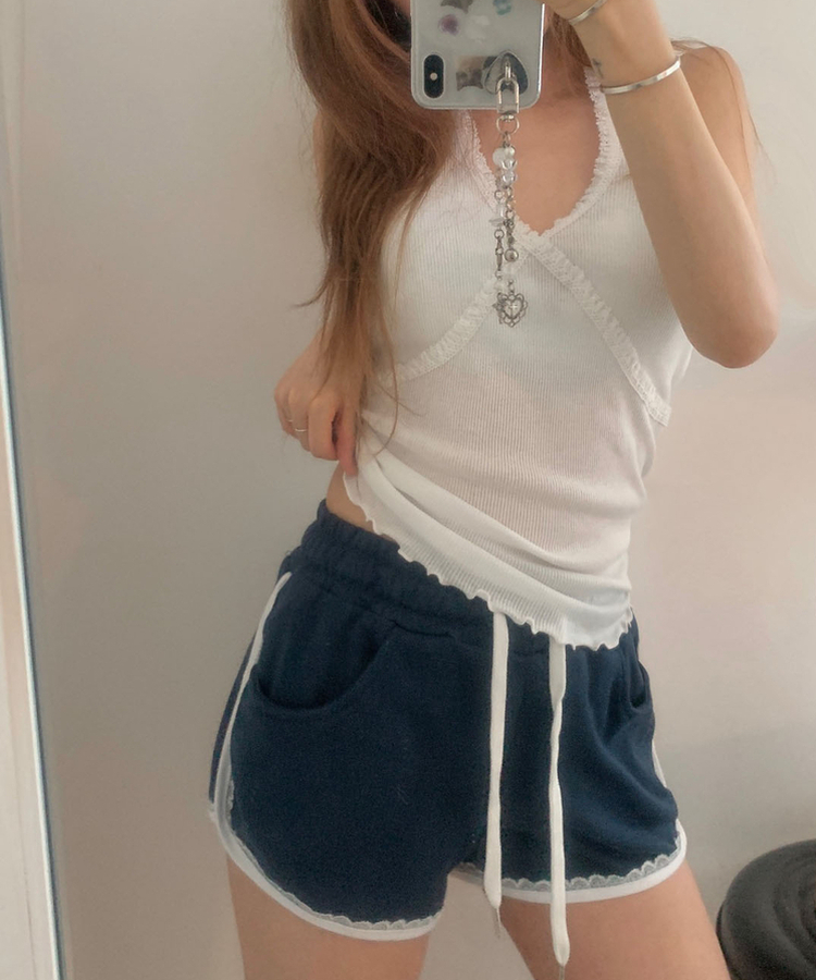 ノースリーブ ホルターレースキャミソール WHITE