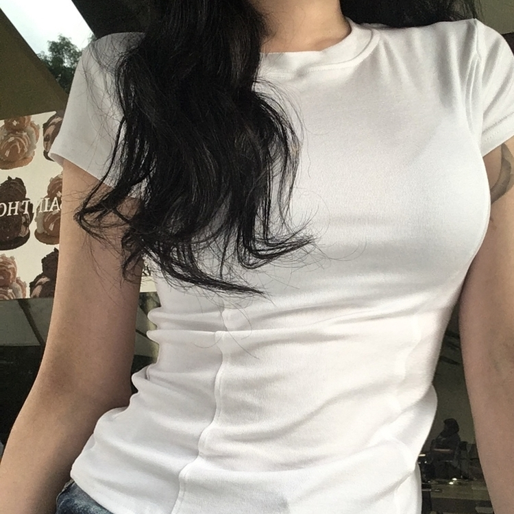 半袖Tシャツ ピンタックスリム半袖Tシャツ WHITE