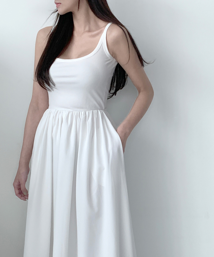 ロングワンピース フルアレイヤードロングワンピース WHITE