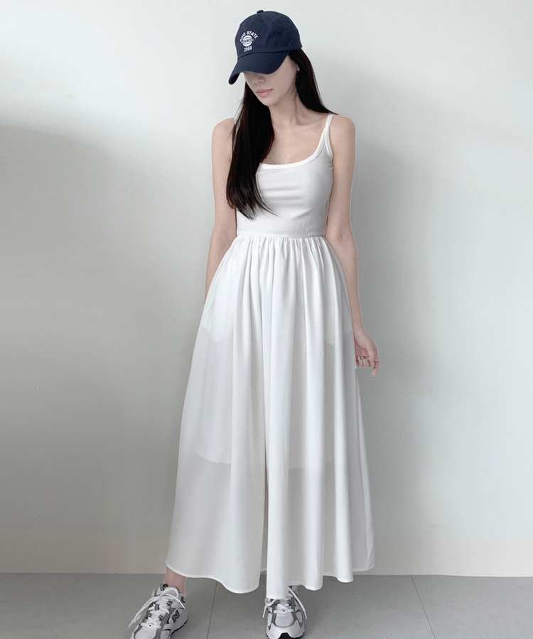 ロングワンピース フルアレイヤードロングワンピース WHITE