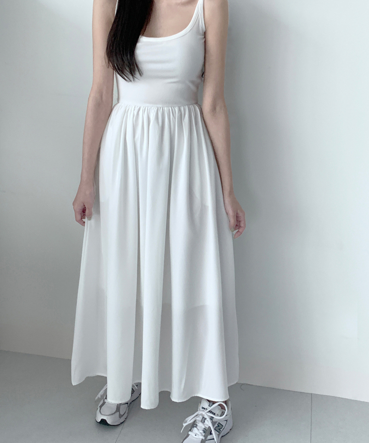ロングワンピース フルアレイヤードロングワンピース WHITE