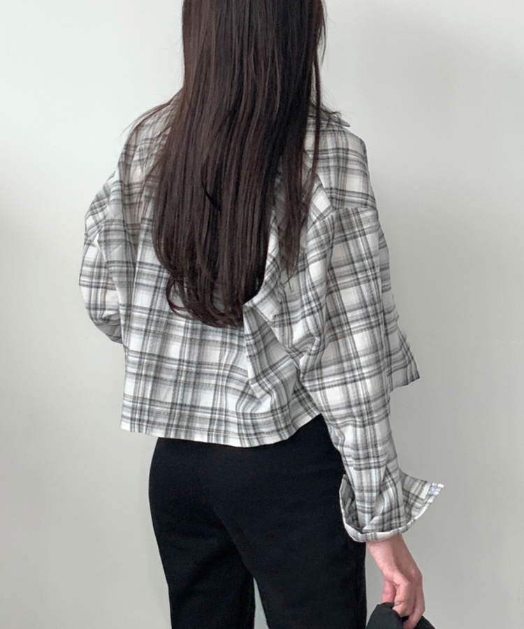 シャツ 【丈別】チェリーチェックシャツ BLACK