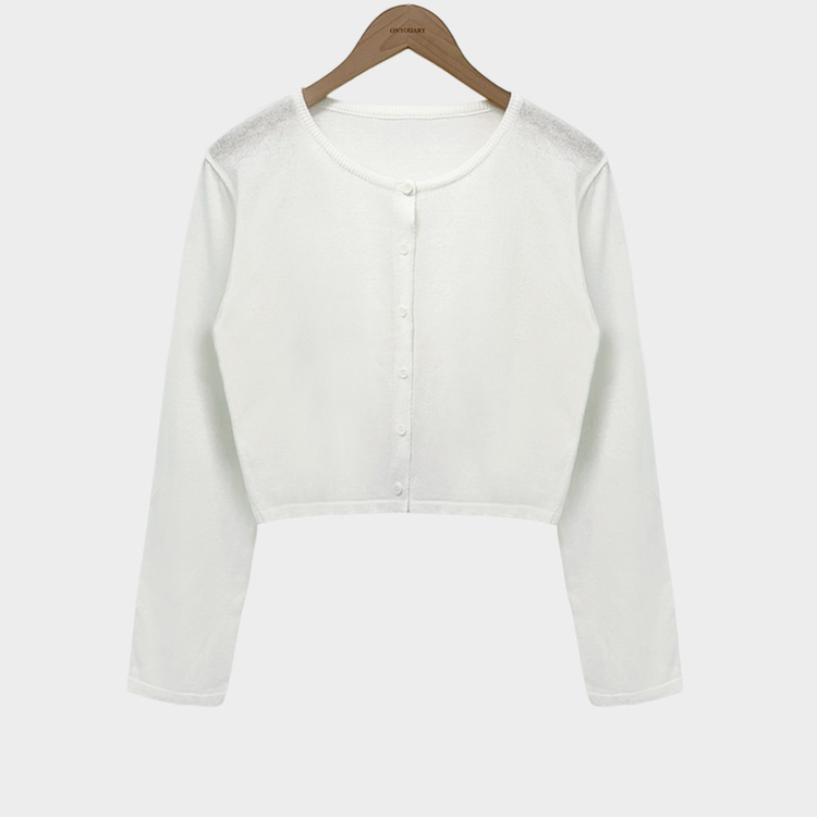 군살 소멸이슈지니언스 린넨 라운드넥 루즈핏 크롭 가디건