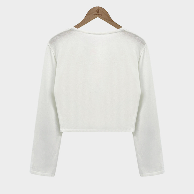 군살 소멸이슈지니언스 린넨 라운드넥 루즈핏 크롭 가디건