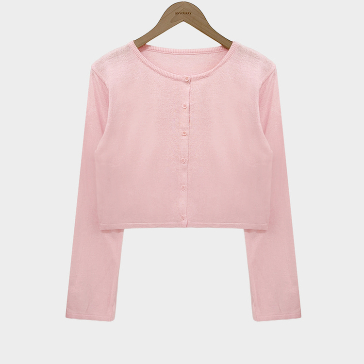 군살 소멸이슈지니언스 린넨 라운드넥 루즈핏 크롭 가디건