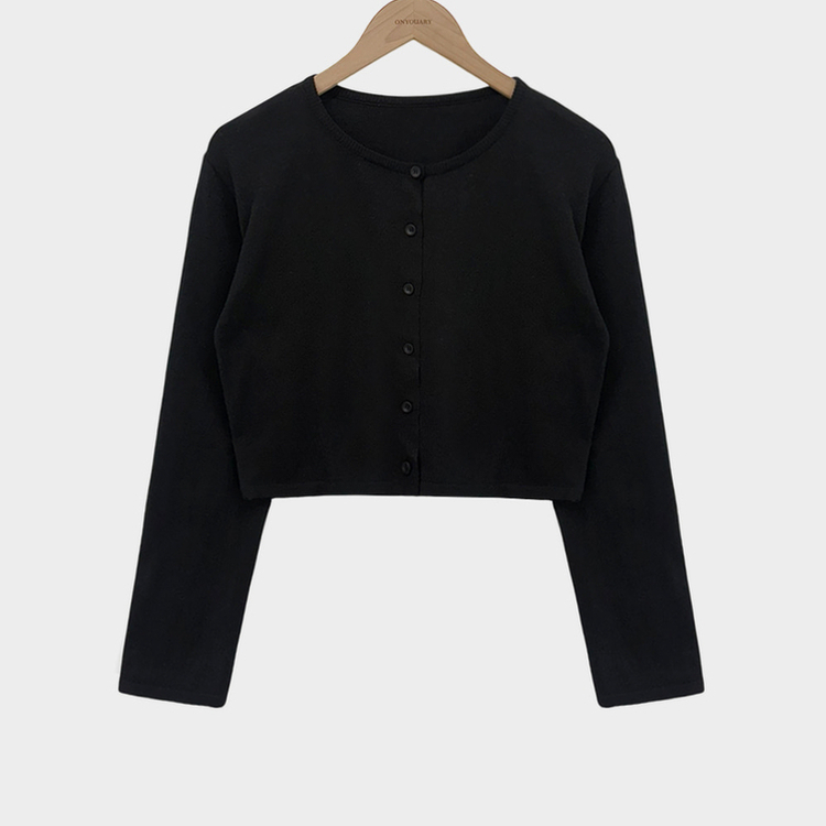 군살 소멸이슈지니언스 린넨 라운드넥 루즈핏 크롭 가디건