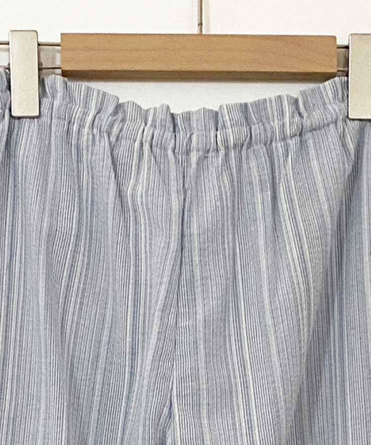 コットンパンツ ストライプバンディングパンツ