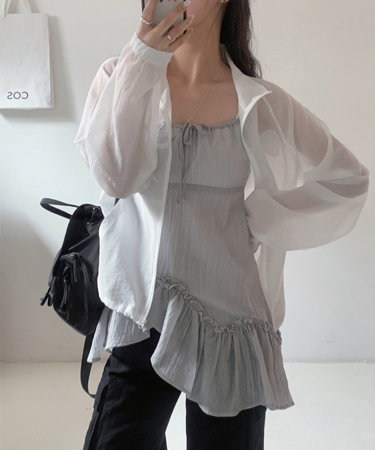 ミニワンピース アンバランスティアードワンピース GREY