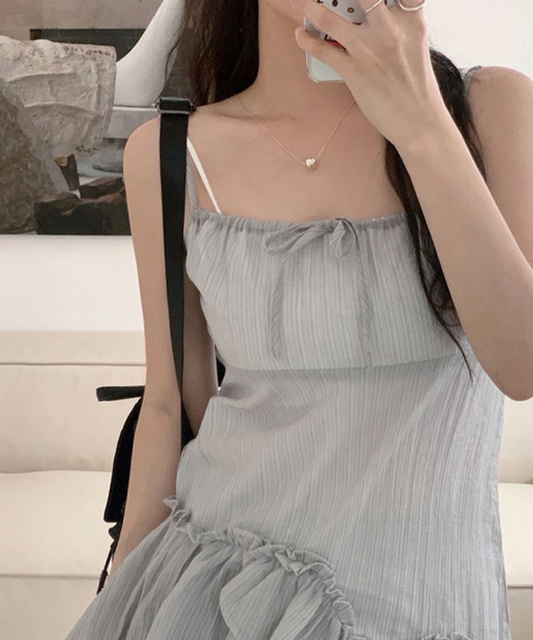 ミニワンピース アンバランスティアードワンピース GREY