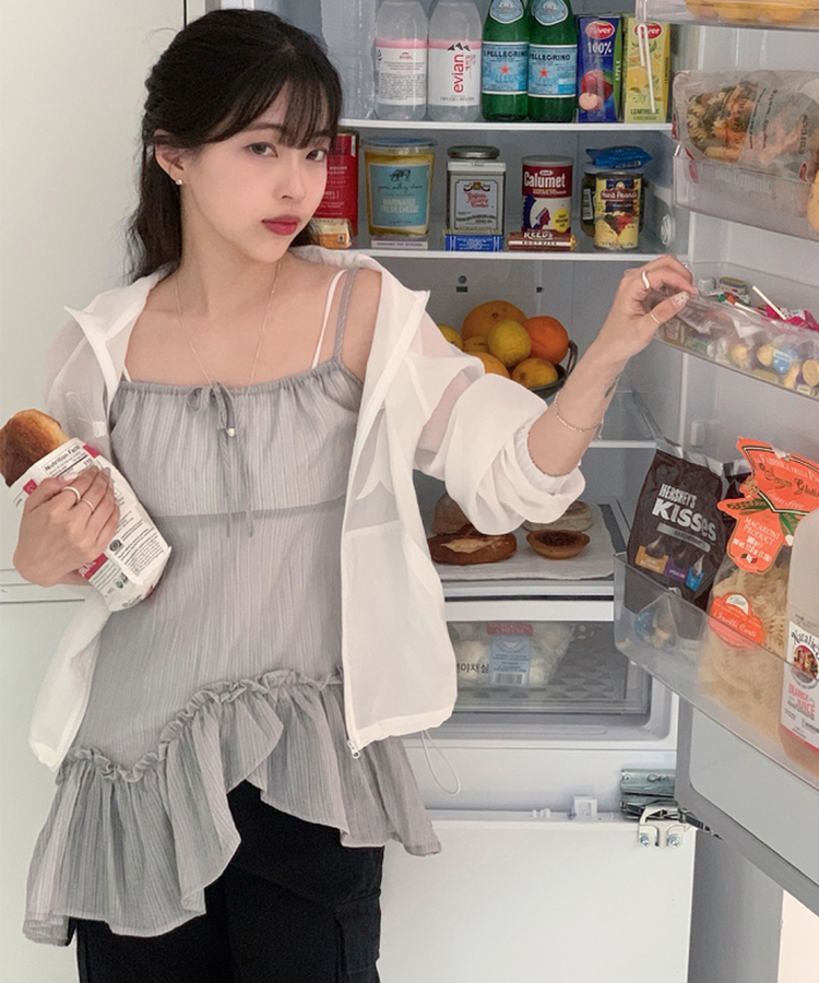 ミニワンピース アンバランスティアードワンピース GREY