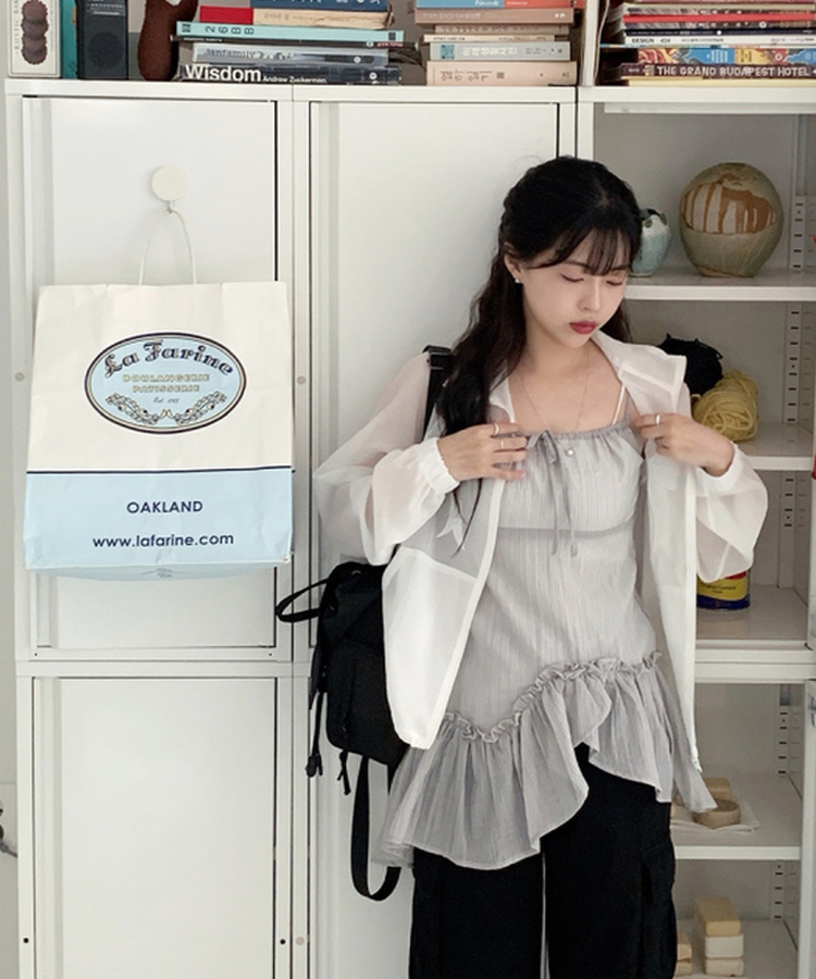 ミニワンピース アンバランスティアードワンピース GREY