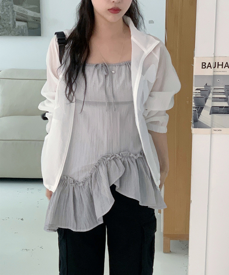 ミニワンピース アンバランスティアードワンピース GREY