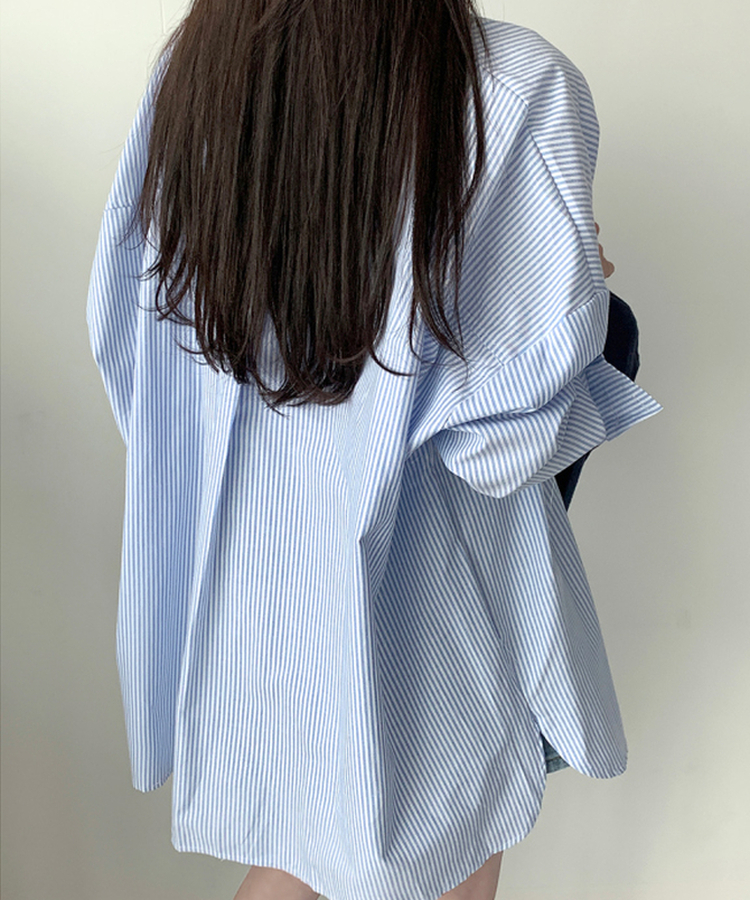 シャツ ルーズフィットアストライプシャツ BLUE