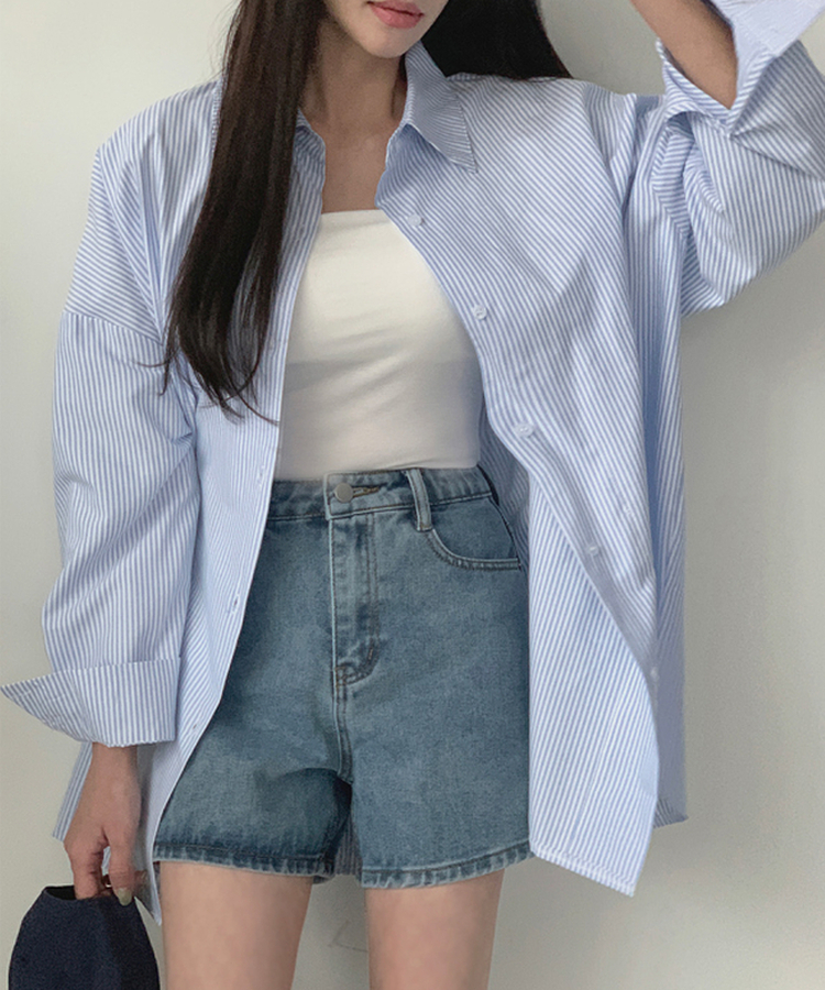 シャツ ルーズフィットアストライプシャツ BLUE