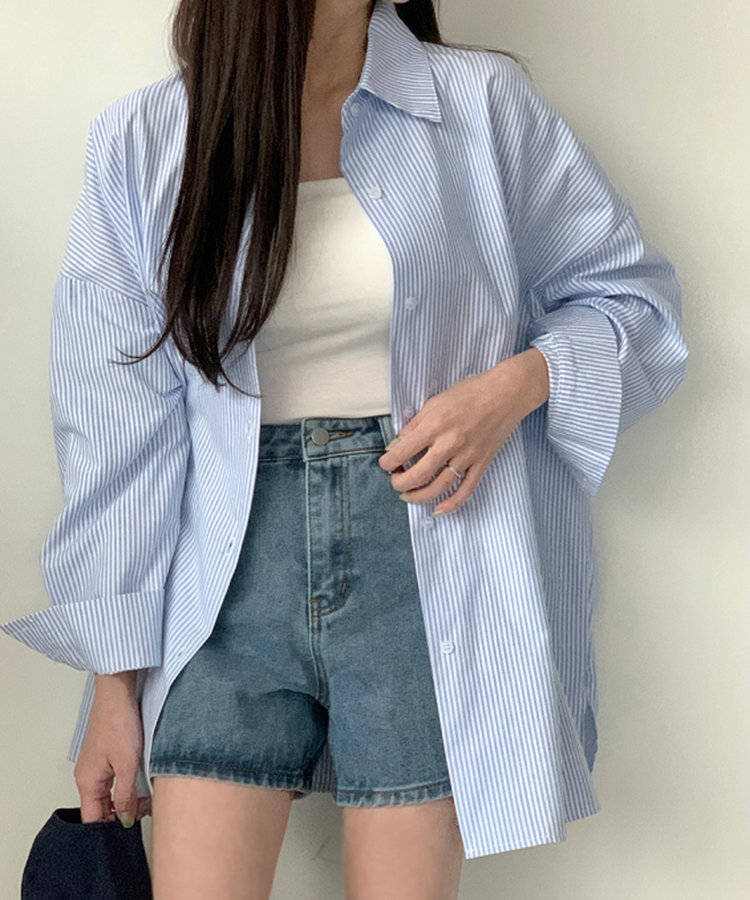 シャツ ルーズフィットアストライプシャツ BLUE