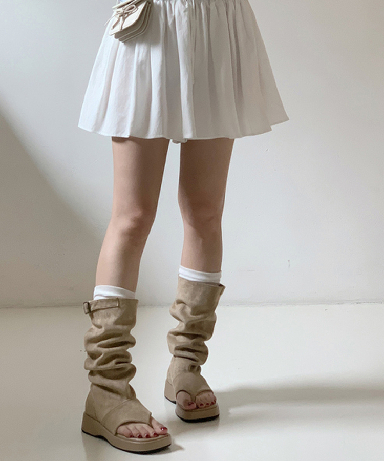 ブーツ トリミングサンダルブーツ BEIGE