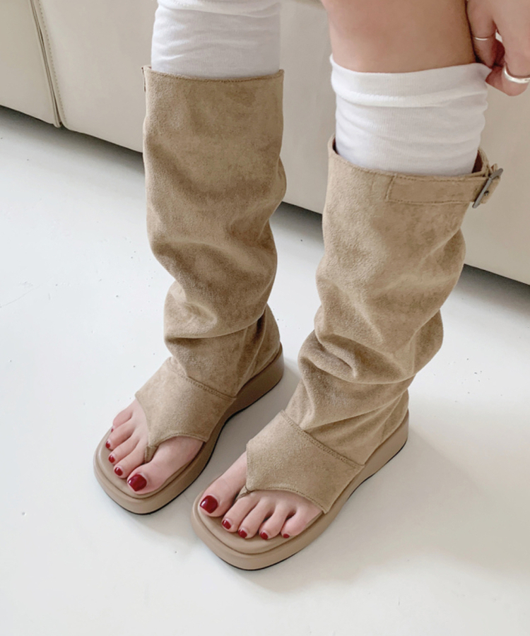 ブーツ トリミングサンダルブーツ BEIGE