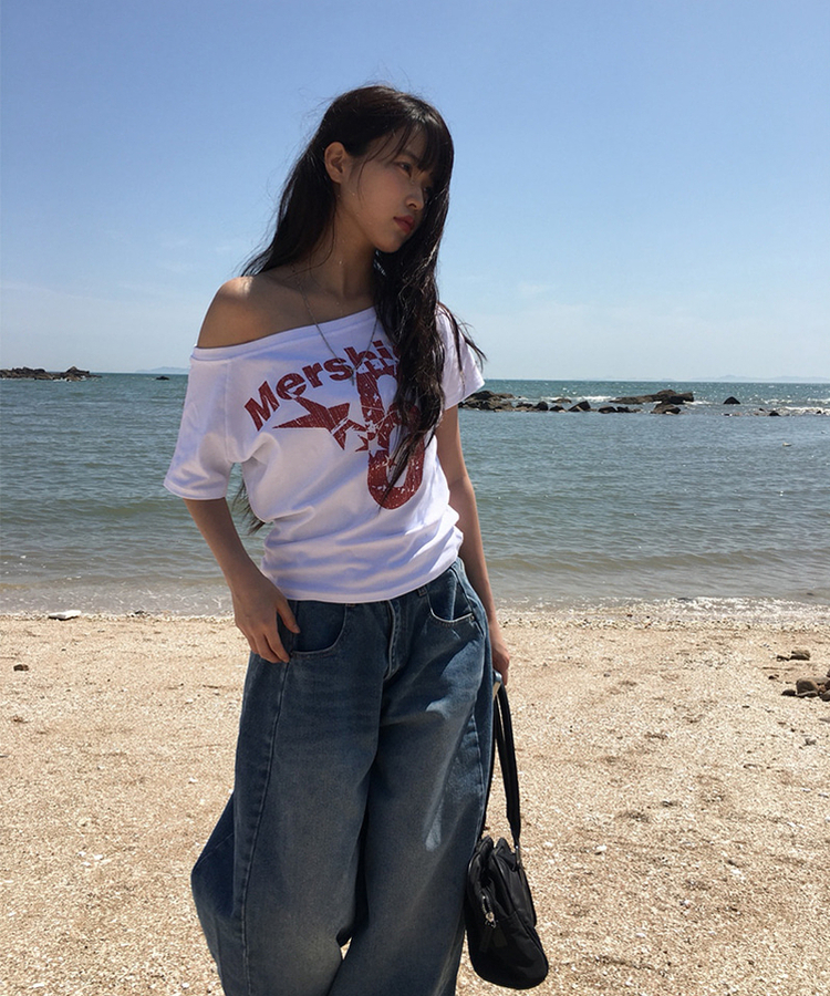 レタリングナンバー半袖Tシャツ WHITE