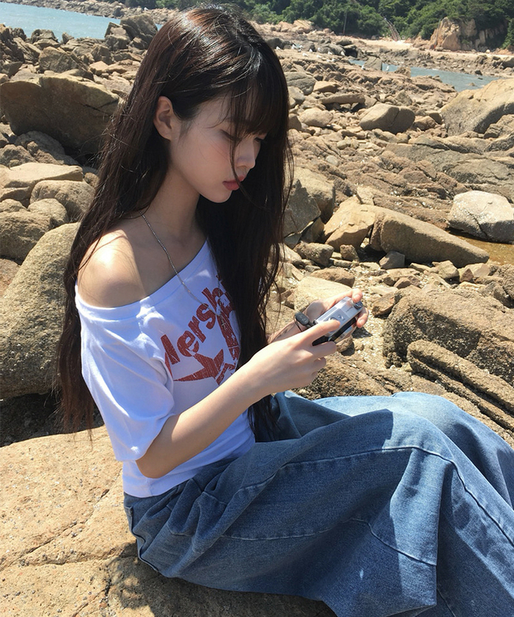 レタリングナンバー半袖Tシャツ WHITE