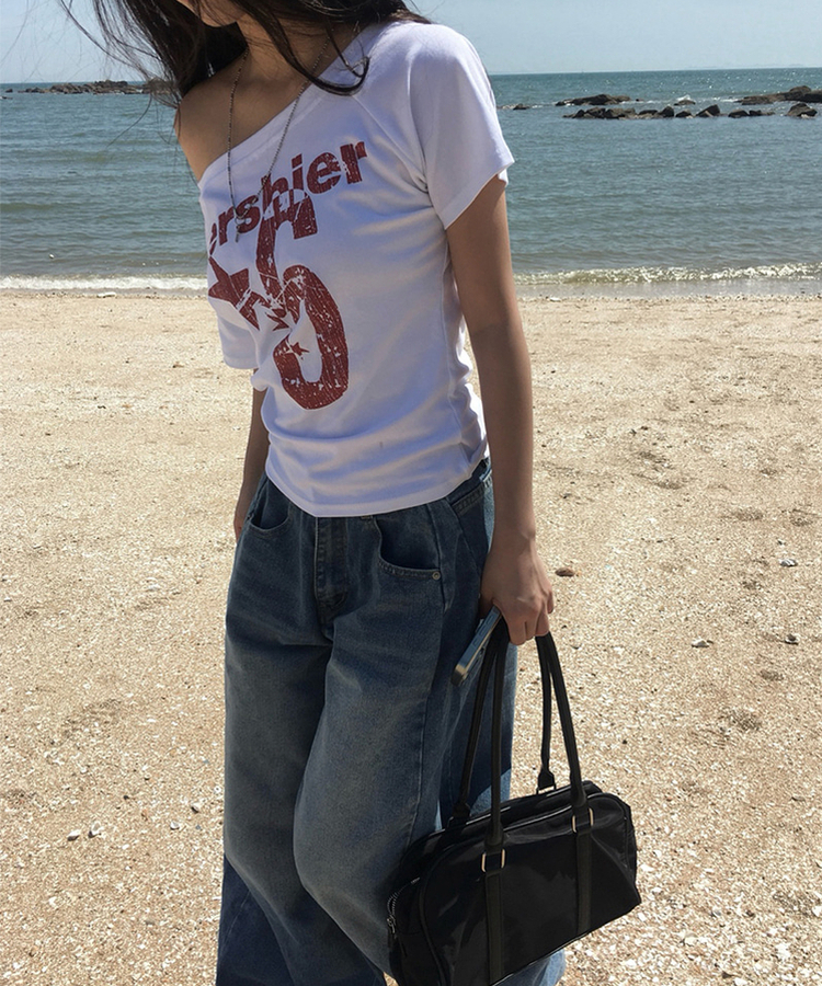 レタリングナンバー半袖Tシャツ WHITE