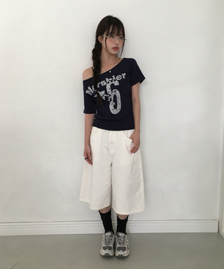 レタリングナンバー半袖Tシャツ NAVY