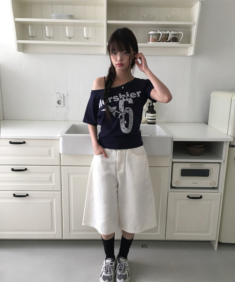 レタリングナンバー半袖Tシャツ NAVY