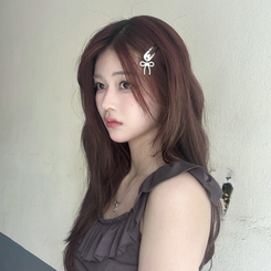 ヘアアクセサリー Y2Kキュービックリボンヘアピン SILVER