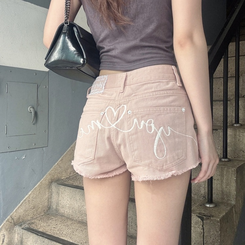ショートパンツ レタリングコットンショートパンツ PINK