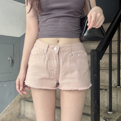 ショートパンツ レタリングコットンショートパンツ PINK