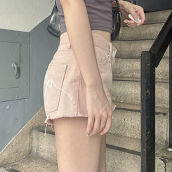 ショートパンツ レタリングコットンショートパンツ PINK