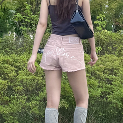 ショートパンツ レタリングコットンショートパンツ PINK