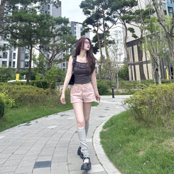 ショートパンツ レタリングコットンショートパンツ PINK