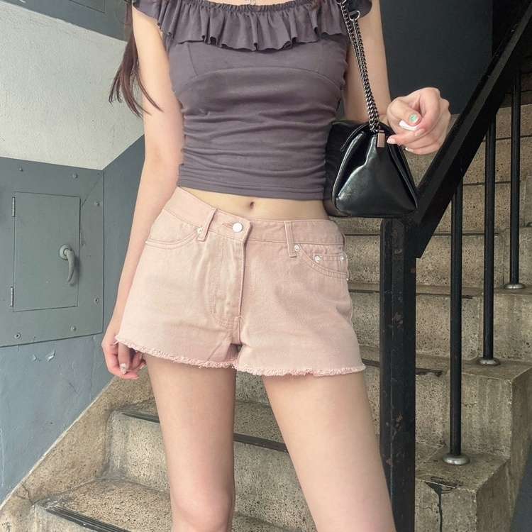 レタリングコットンショートパンツ PINK