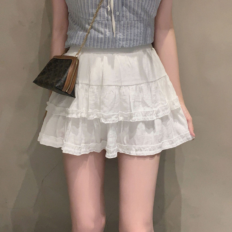 여름코디 치트키 2단 캉캉 프릴 밴딩 미니 스커트 아이보리