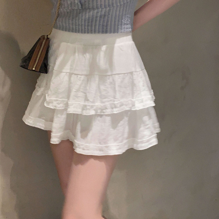 여름코디 치트키 2단 캉캉 프릴 밴딩 미니 스커트 아이보리