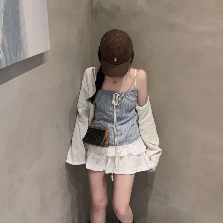 여름코디 치트키 2단 캉캉 프릴 밴딩 미니 스커트 아이보리