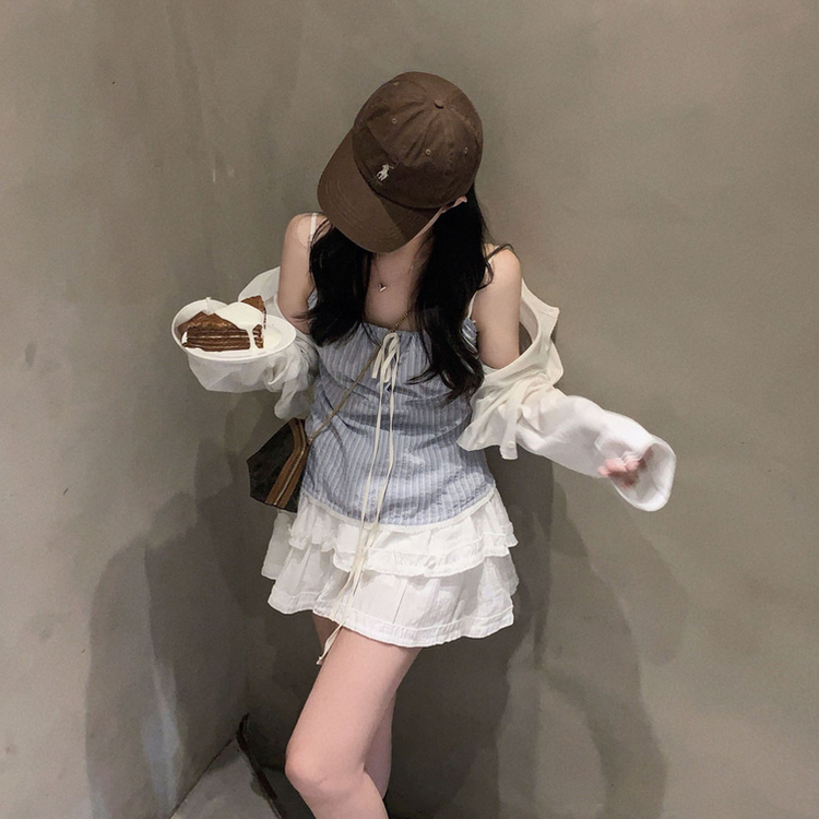 여름코디 치트키 2단 캉캉 프릴 밴딩 미니 스커트 아이보리