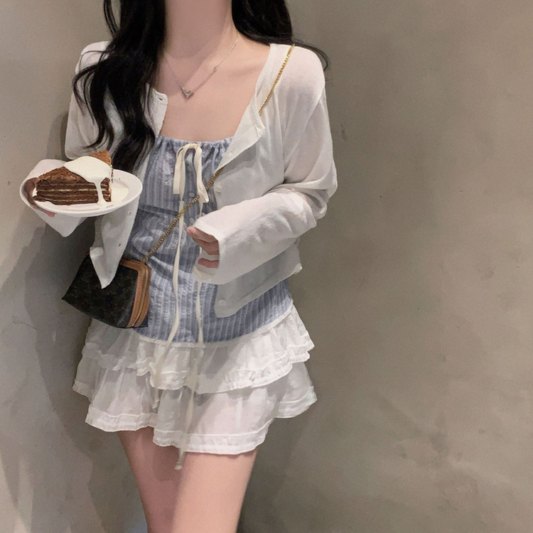 여름코디 치트키 2단 캉캉 프릴 밴딩 미니 스커트 아이보리