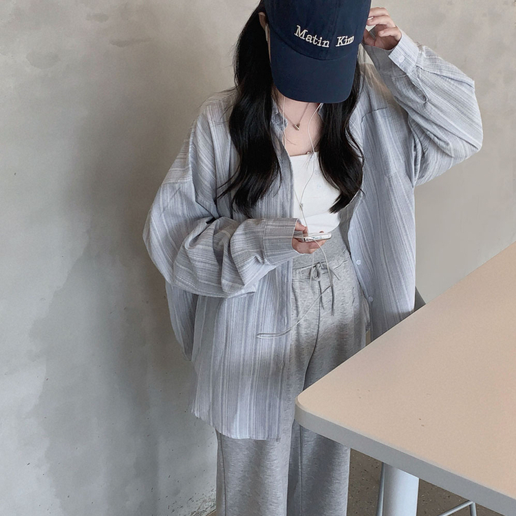 ストライプオーバーフィットシャツ SKY BLUE