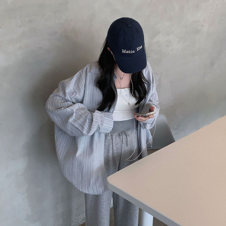 ストライプオーバーフィットシャツ SKY BLUE