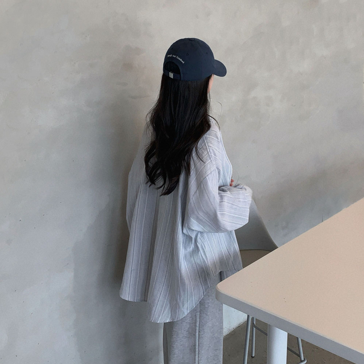 ストライプオーバーフィットシャツ SKY BLUE