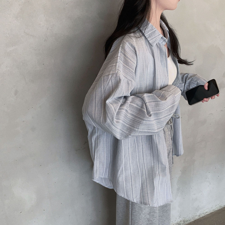 ストライプオーバーフィットシャツ SKY BLUE