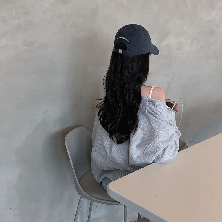 ストライプオーバーフィットシャツ SKY BLUE