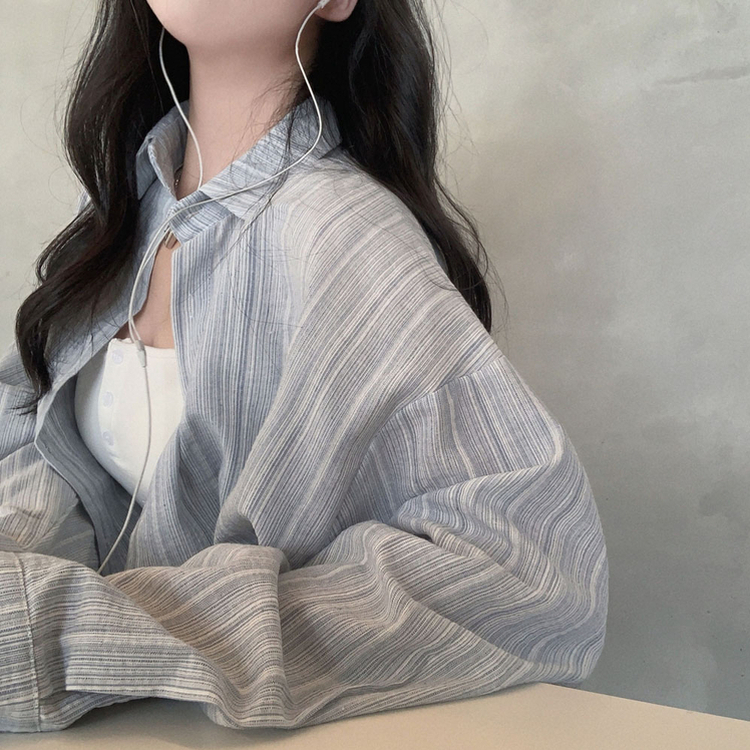 ストライプオーバーフィットシャツ SKY BLUE