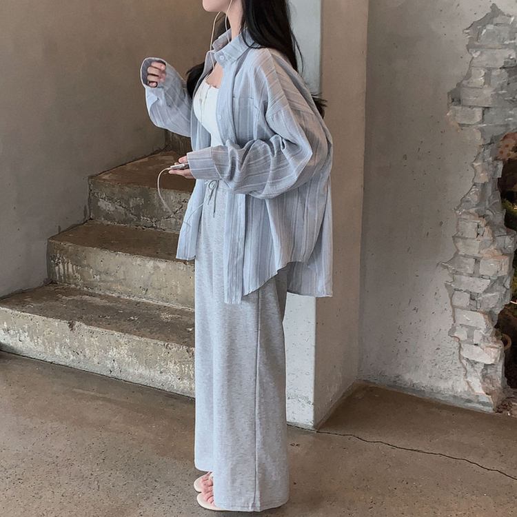 ストライプオーバーフィットシャツ SKY BLUE